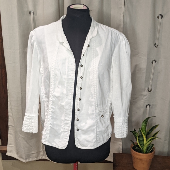 Tint white linen blend tailored jacket Sz Large - Picture 2 of 14
